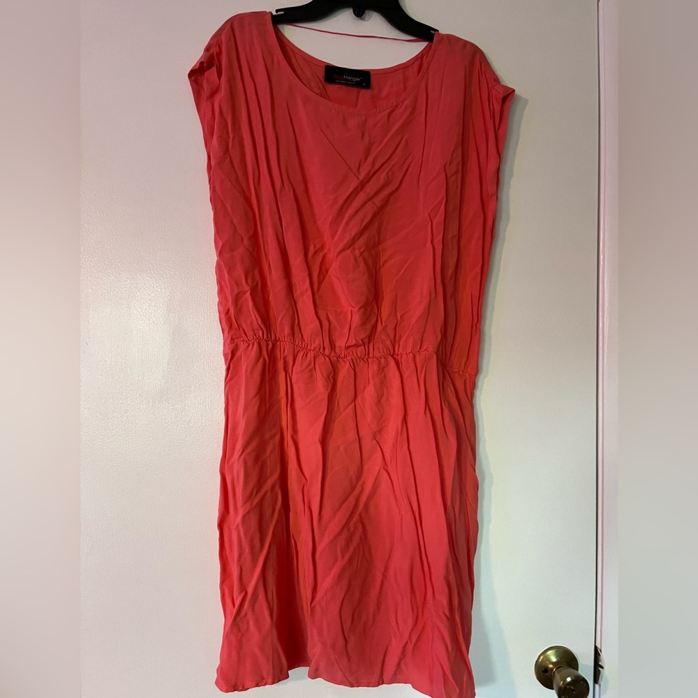 Salmon colored tank dress with pockets